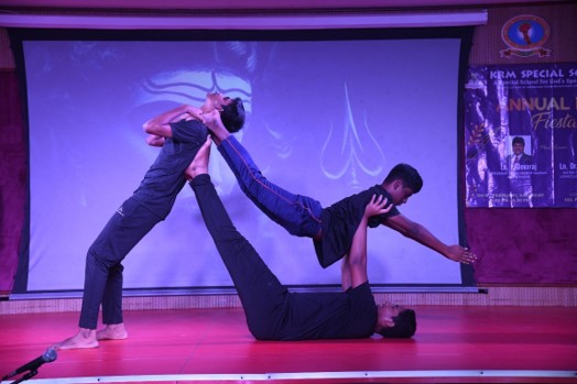 Yoga and acrobatic stage performance